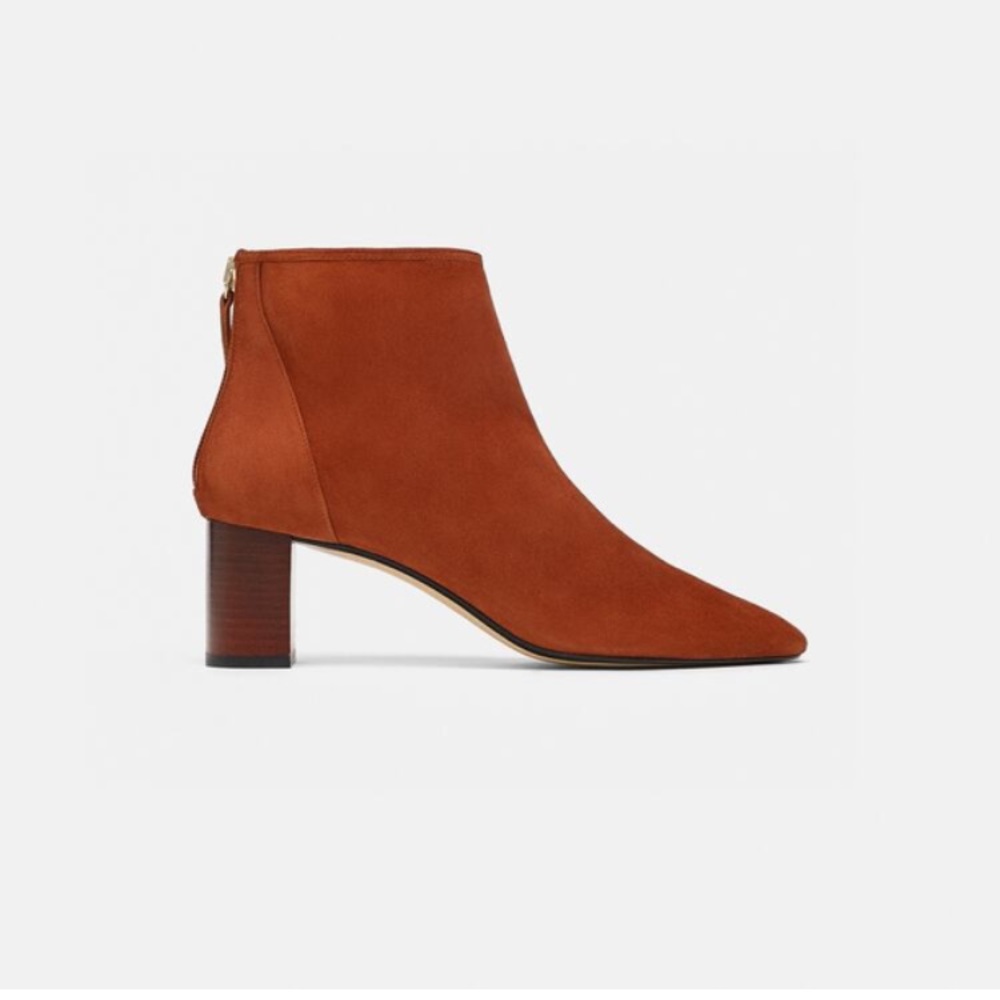 Zara Womens’ Russet Orange Suede Ankle Boots Size 8